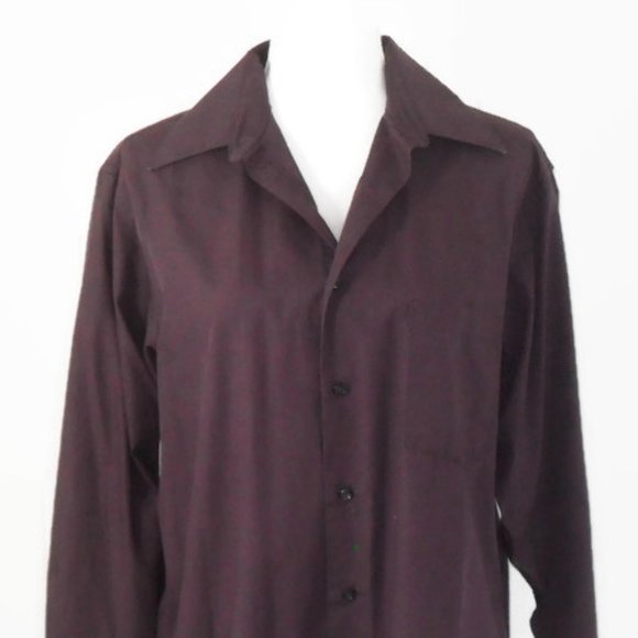 Van Heusen Plum Button Down Shirt Neck 15.5 - Picture 4 of 9